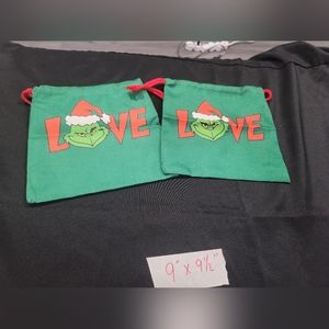 2 GRINCH LOVE GIFT BAGS SACKS TOTEBAG G2